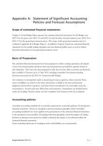 Appendix A:  Statement of Significant Accounting Policies and Forecast Assumptions
