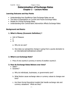 Determination of Exchange Rates Chapter 2  - Lecture Notes