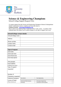 Science &amp; Engineering Champions  School/College Support Request Form