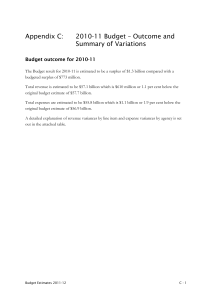 Appendix C: 2010-11 Budget – Outcome and Summary of Variations