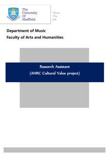 Research Assistant (AHRC Cultural Value project) Department of Music