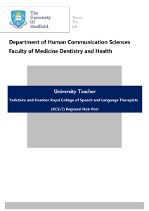 University Teacher  Department of Human Communication Sciences