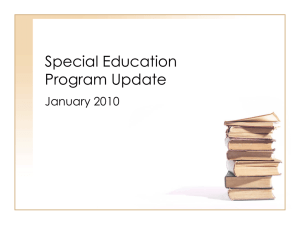 Special Education Program Update January 2010
