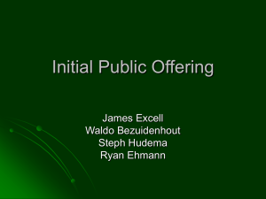 Initial Public Offering James Excell Waldo Bezuidenhout Steph Hudema