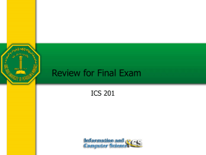 Review for Final Exam ICS 201