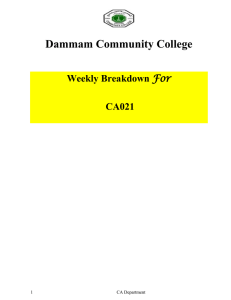 Dammam Community College Weekly Breakdown CA021 For