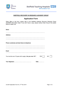 Application Form  SHEFFIELD RECOVERY IN RESEARCH ADVISORY GROUP