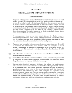 CHAPTER 12 THE ANALYSIS AND VALUATION OF BONDS