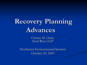 Recovery Planning Advances Cherise M. Oram Stoel Rives LLP