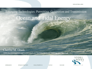 Ocean and Tidal Energy Emerging Technologies: Permitting, Generation and Transmission