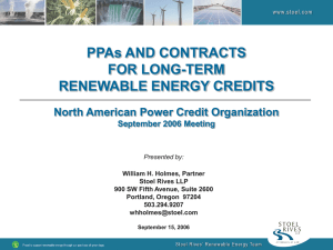 PPAs AND CONTRACTS FOR LONG-TERM RENEWABLE ENERGY CREDITS North American Power Credit Organization
