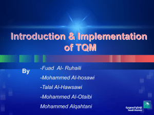 Introduction &amp; Implementation of TQM By -Fuad  Al- Ruhaili