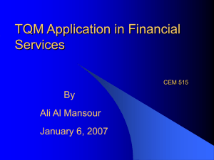 TQM Application in Financial Services By Ali Al Mansour