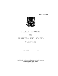 ILORIN JOURNAL OF BUSINESS AND SOCIAL SCIENCES