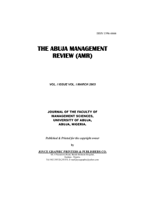 THE ABUJA MANAGEMENT REVIEW (AMR)
