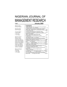 MANAGEMENT RESEARCH NIGERIAN JOURNAL OF  January 2005