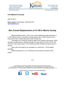 Box Culvert Replacement on K-149 in Morris County