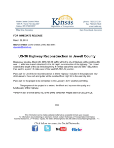 US-36 Highway Reconstruction in Jewell County  FOR IMMEDIATE RELEASE