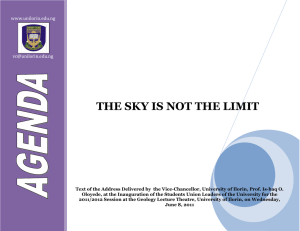 THE SKY IS NOT THE LIMIT  www.unilorin.edu.ng