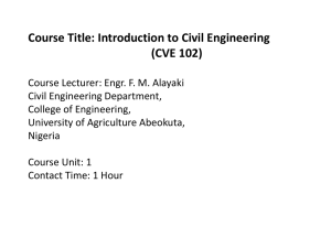 Course Title: Introduction to Civil Engineering (CVE 102)