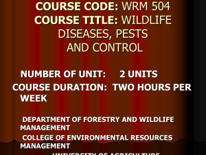 WRM 504 WILDLIFE DISEASES, PESTS AND CONTROL