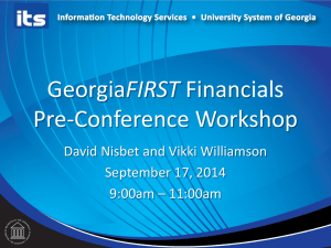 FIRST Pre-Conference Workshop David Nisbet and Vikki Williamson September 17, 2014