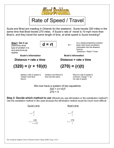 Rate of Speed / Travel