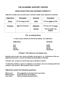 THE ACADEMIC SUPPORT CENTER  USING ADJECTIVES AND ADVERBS CORRECTLY Adjectives