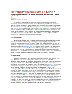 How many species exist on Earth?