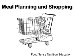Meal Planning and Shopping Food $ense Nutrition Education