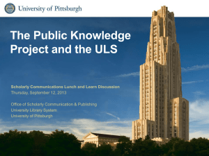 The Public Knowledge Project and the ULS