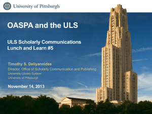 OASPA and the ULS ULS Scholarly Communications Lunch and Learn #5