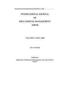INTERNATIONAL JOURNAL OF EDUCATIONAL MANAGEMENT