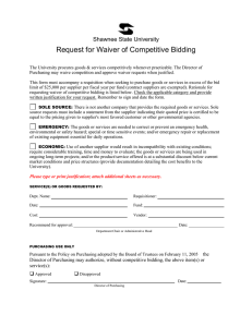 Request for Waiver of Competitive Bidding Shawnee State University