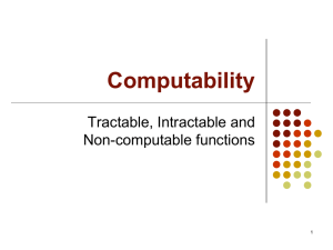 Computability Tractable, Intractable and Non-computable functions 1