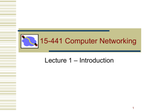 15-441 Computer Networking – Introduction Lecture 1 1