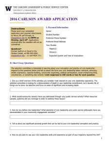 2016 CARLSON AWARD APPLICATION I. Personal Information Instructions