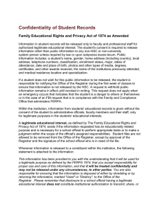Confidentiality of Student Records