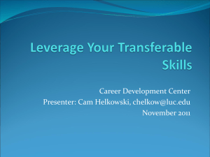 Career Development Center Presenter: Cam Helkowski, November 2011