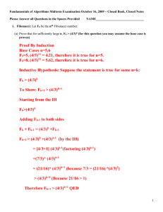 Fundamentals of Algorithms Midterm Examination October 16, 2009 – Closed...  Please Answer all Questions in the Spaces Provided