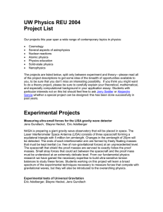 UW Physics REU 2004 Project List