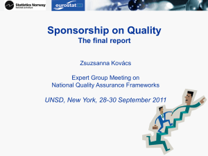 Sponsorship on Quality The final report UNSD, New York, 28-30 September 2011