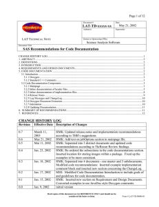LAT-TD-xxxxx-xx SAS Recommendations for Code Documentation  Page 1 of 12