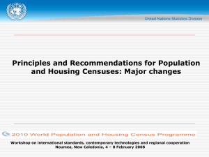 Principles and Recommendations for Population and Housing Censuses: Major changes