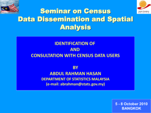 Seminar on Census Data Dissemination and Spatial Analysis IDENTIFICATION OF