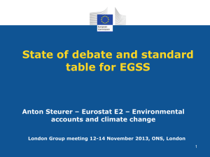 State of debate and standard table for EGSS accounts and climate change