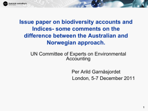 Issue paper on biodiversity accounts and Indices- some comments on the