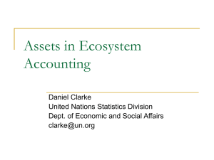 Assets in Ecosystem Accounting Daniel Clarke United Nations Statistics Division