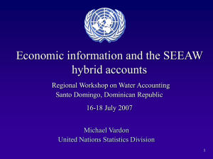 Economic information and the SEEAW hybrid accounts Regional Workshop on Water Accounting