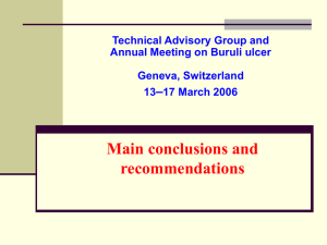 Main conclusions and recommendations – Technical Advisory Group and